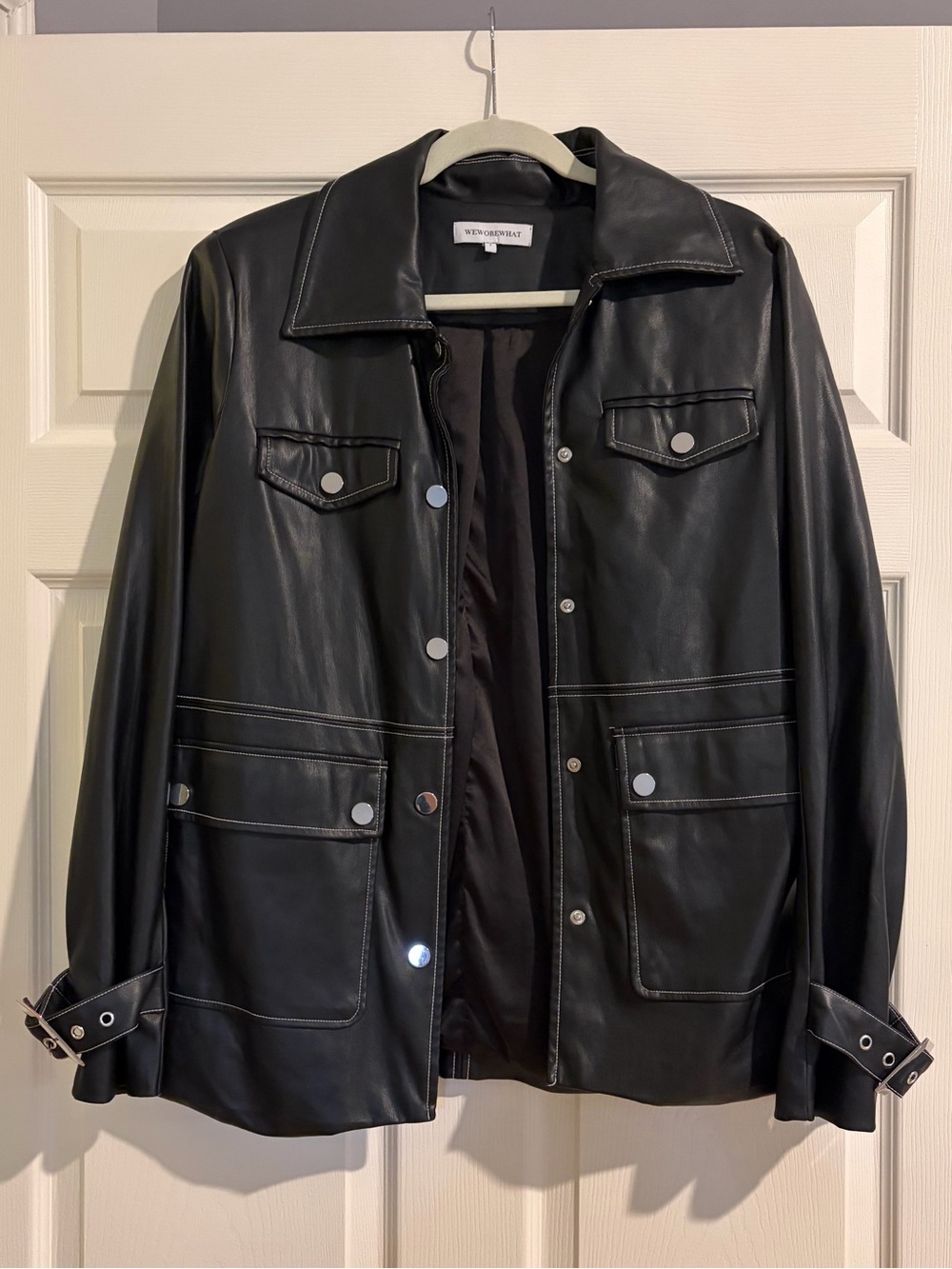 WeWoreWhat Faux Leather Shirt Jacket